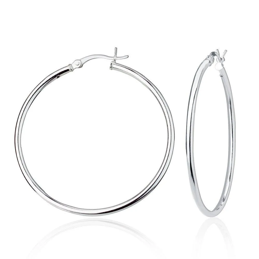 Classic Jewelry Sterling Silver High-Polished Hoop Earrings, 2 x 45 mm