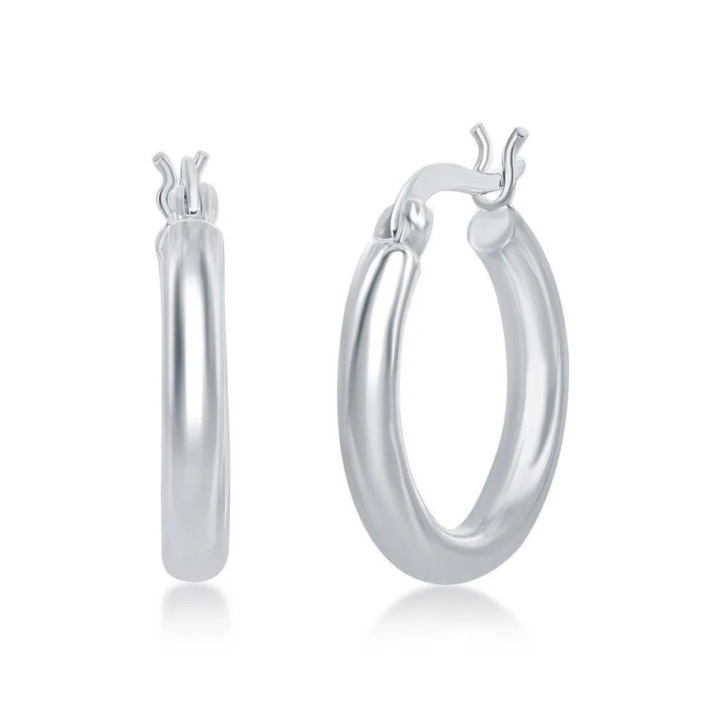 Classic Jewelry Sterling Silver High-Polished Hoop Earrings, 3 x 20 mm