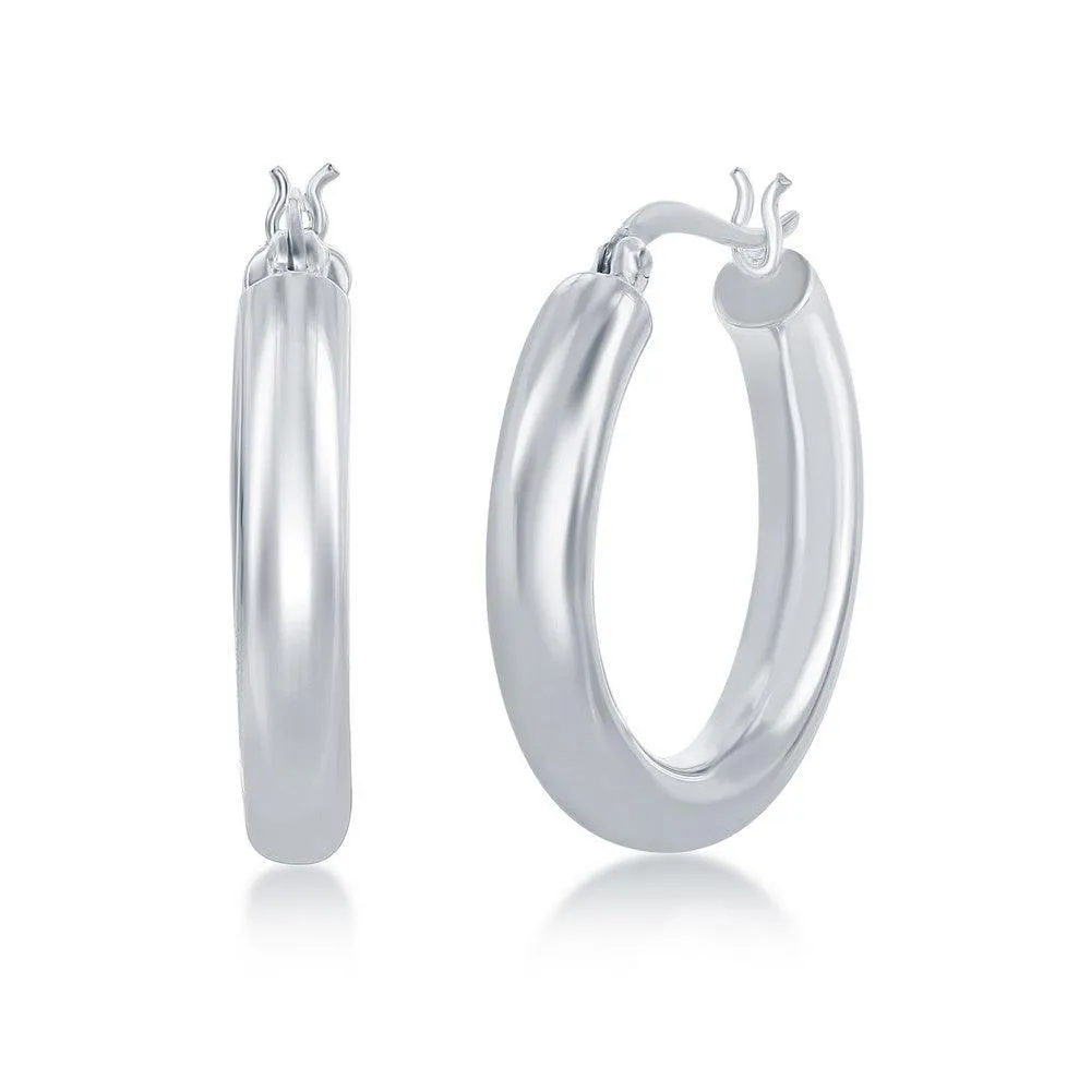Classic Jewelry Sterling Silver High-Polished Hoop Earrings, 4 x 25 mm
