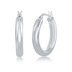 Classic Jewelry Sterling Silver High-Polished Hoop Earrings, 4 x 25 mm