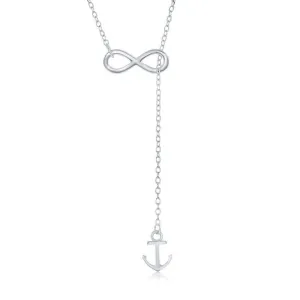 Classic Jewelry Sterling Silver Infinity Hanging Anchor Necklace