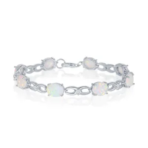 Classic Jewelry Sterling Silver Infinity White Opal and CZ Bracelet, 7.25"