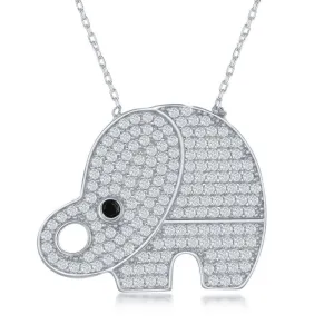 Classic Jewelry Sterling Silver Large Cubic Zirconia Elephant Necklace