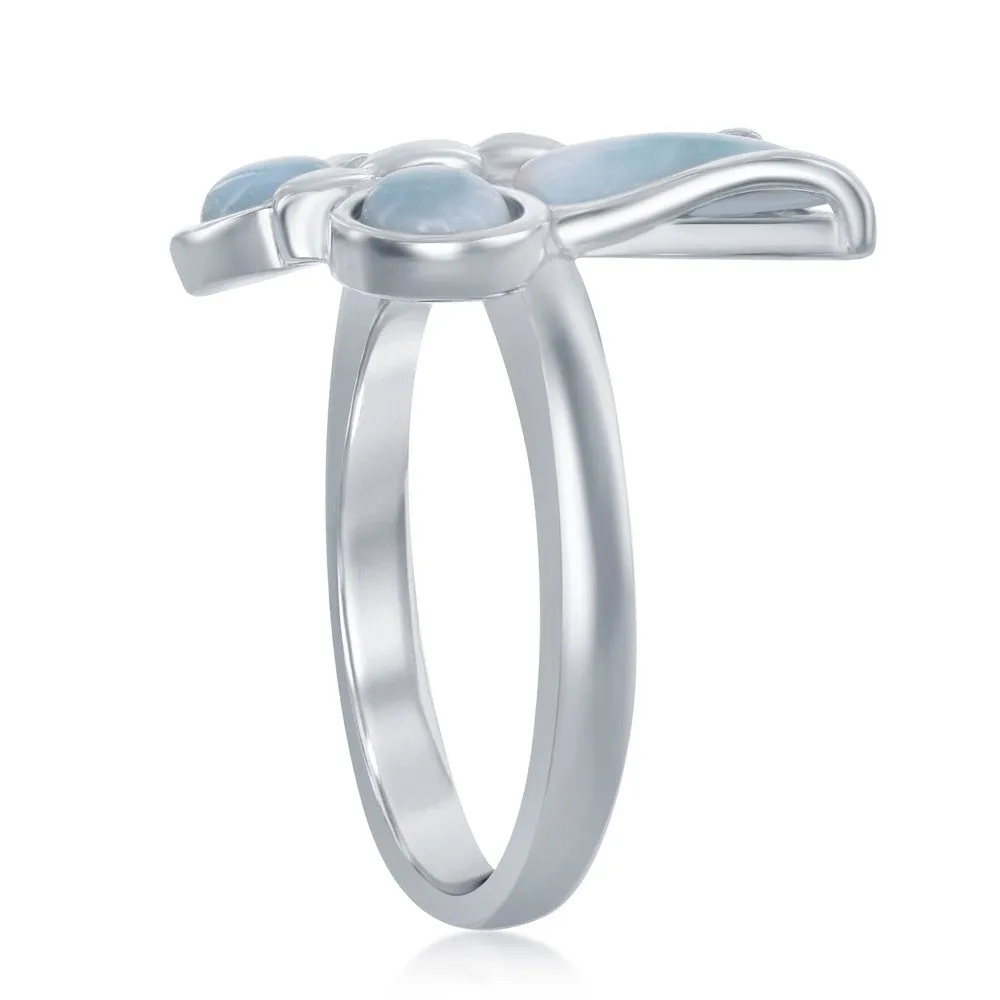 Classic Jewelry Sterling Silver Larimar Butterfly Ring, Size 9
