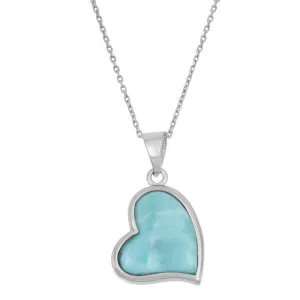 Classic Jewelry Sterling Silver Larimar Heart Pendant