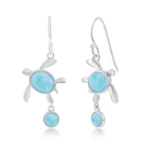Classic Jewelry Sterling Silver Larimar Turtle Dangle Earrings