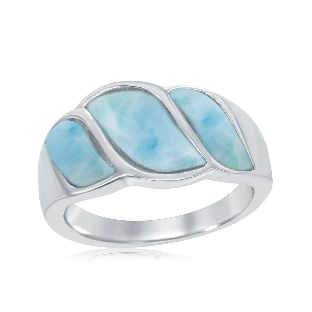 Classic Jewelry Sterling Silver Larimar Wave Design Ring, Size 9