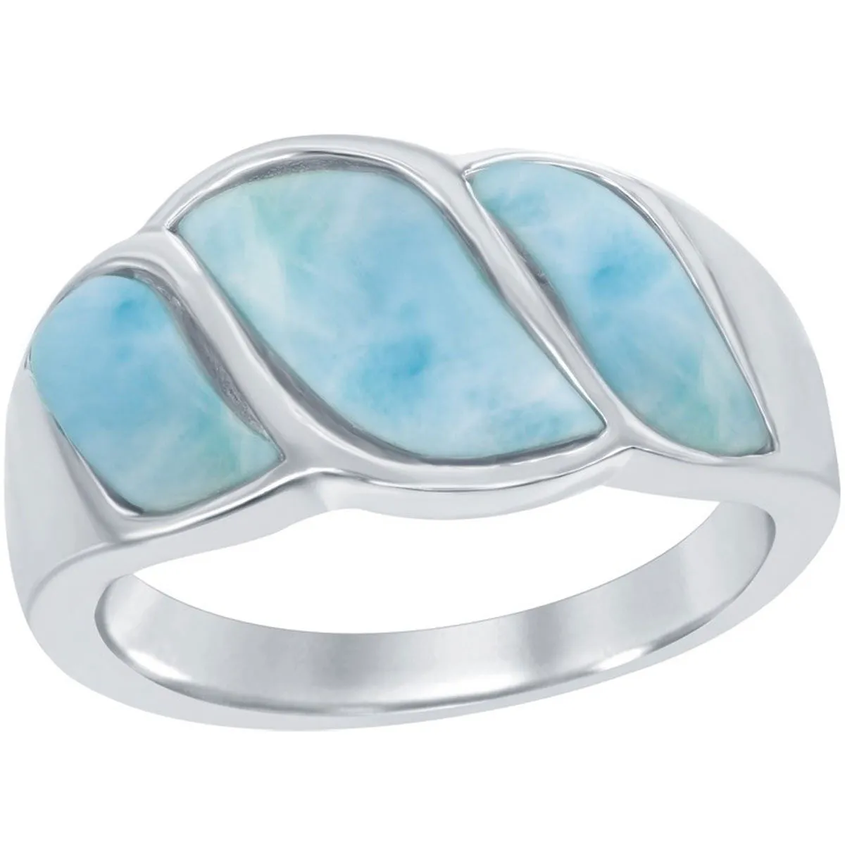 Classic Jewelry Sterling Silver Larimar Wave Design Ring, Size 9