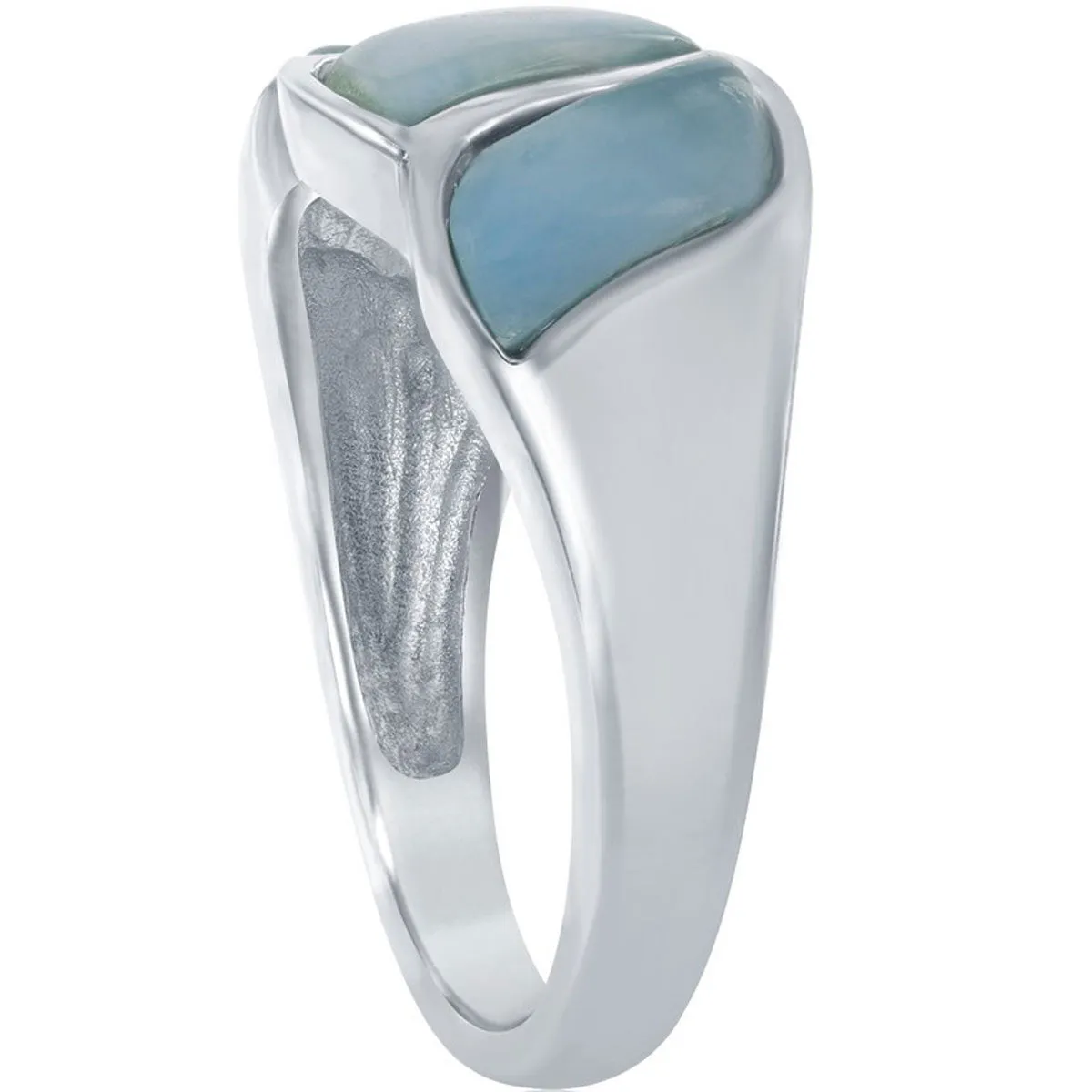 Classic Jewelry Sterling Silver Larimar Wave Design Ring, Size 9