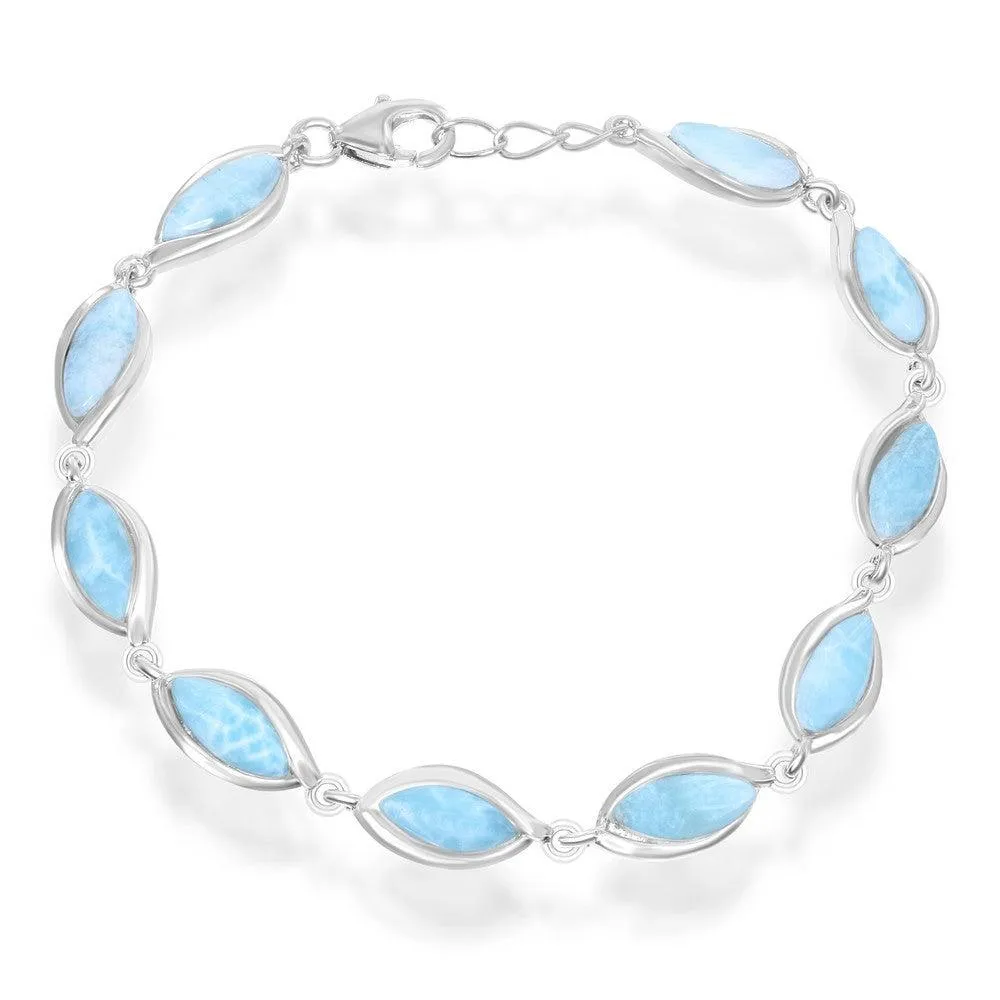 Classic Jewelry Sterling Silver Marquise Larimar Bracelet, 7.5"