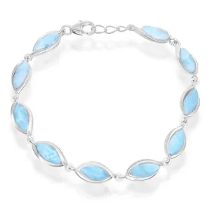 Classic Jewelry Sterling Silver Marquise Larimar Bracelet, 7.5"