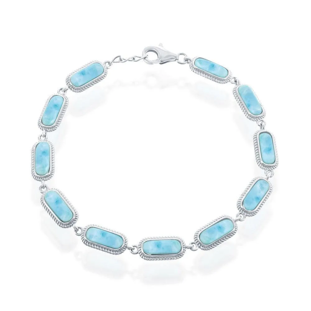 Classic Jewelry Sterling Silver Oval Larimar Linked Bracelet, 7.5"