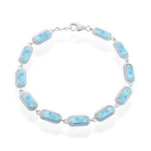 Classic Jewelry Sterling Silver Oval Larimar Linked Bracelet, 7.5"