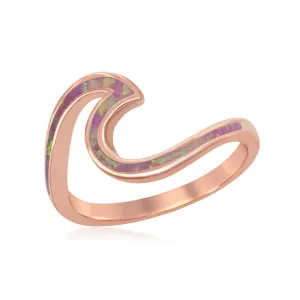 Classic Jewelry Sterling Silver Pink Inlay Opal Wave Design Ring - W-1889
