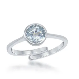 Classic Jewelry Sterling Silver "December" Blue Topaz Bezel Set Ring