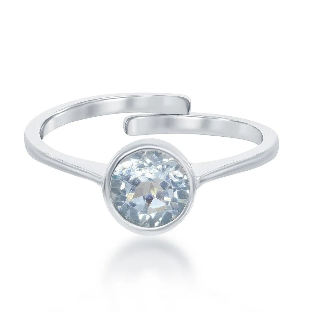 Classic Jewelry Sterling Silver "December" Blue Topaz Bezel Set Ring
