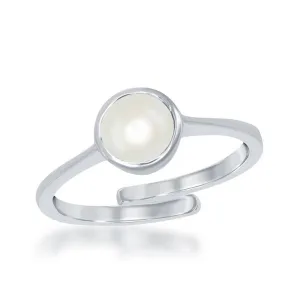 Classic Jewelry Sterling Silver "June" Pearl Bezel Set Ring