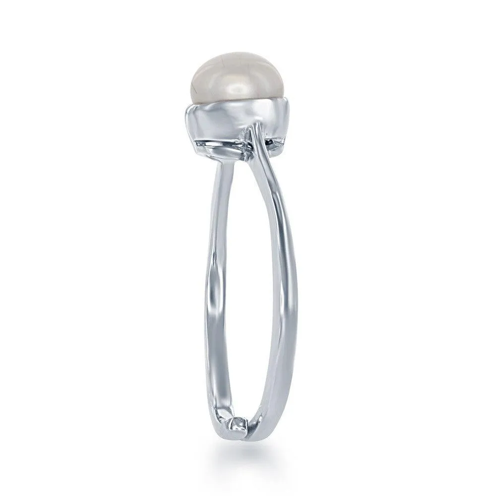 Classic Jewelry Sterling Silver "June" Pearl Bezel Set Ring
