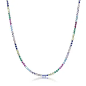 Classic Jewelry Sterling Silver Rainbow CZ Chain