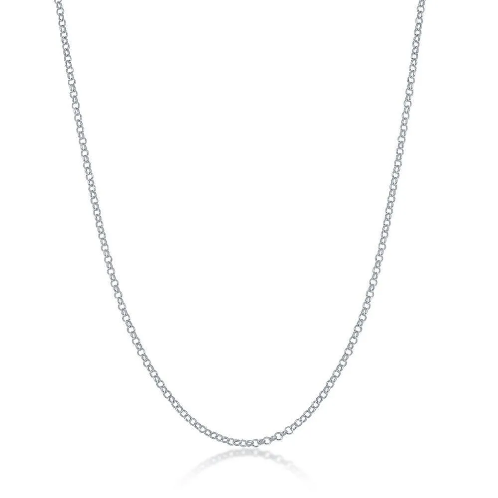Classic Jewelry Sterling Silver Rhodium Plated 1.5mm Rolo Chain, 30