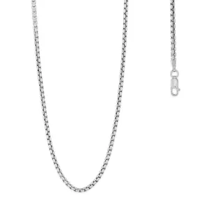 Classic Jewelry Sterling Silver Rhodium Plated 2.6mm Round Box Chain, 22"