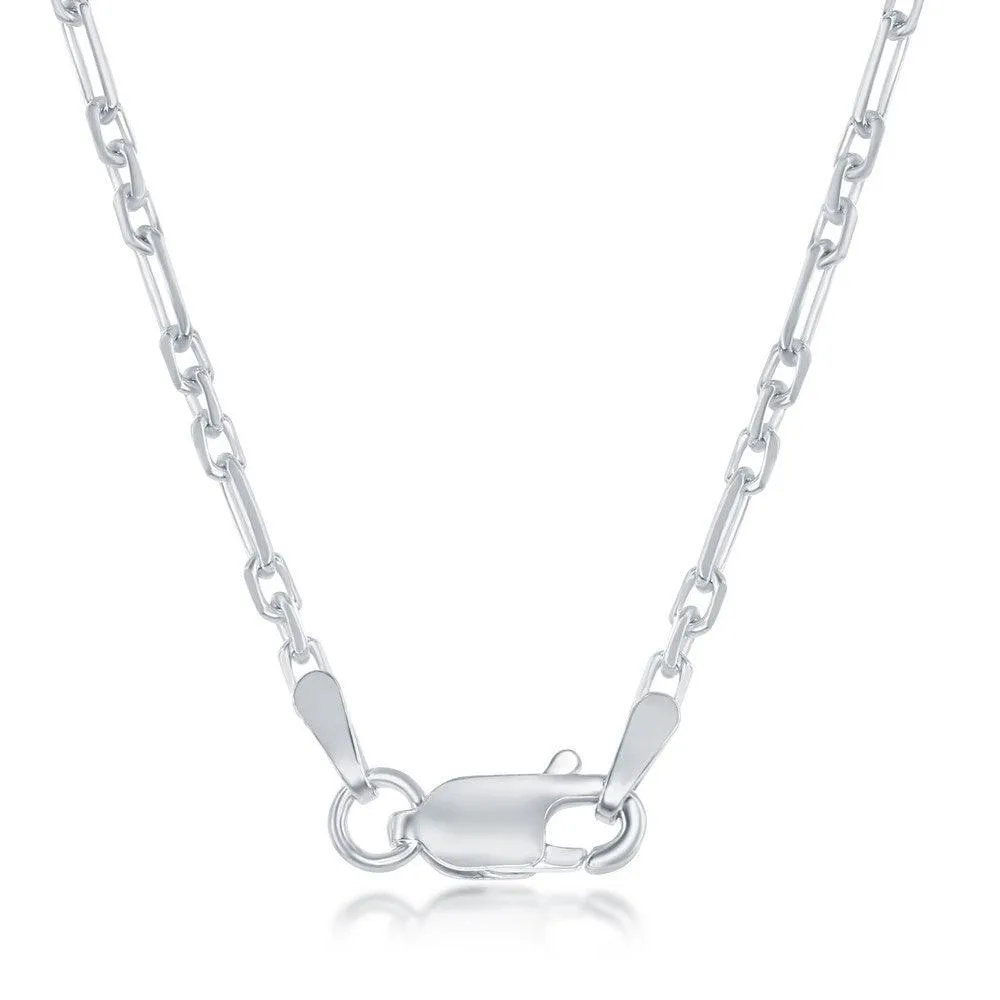 Classic Jewelry Sterling Silver Rhodium Plated 2mm Anchor Chain, 24"