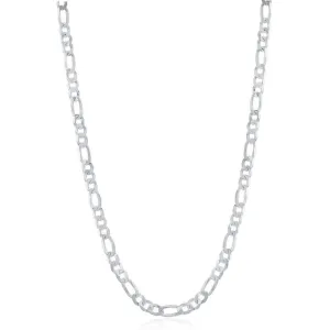 Classic Jewelry Sterling Silver Rhodium Plated 3.3mm Figaro Chain, 24"