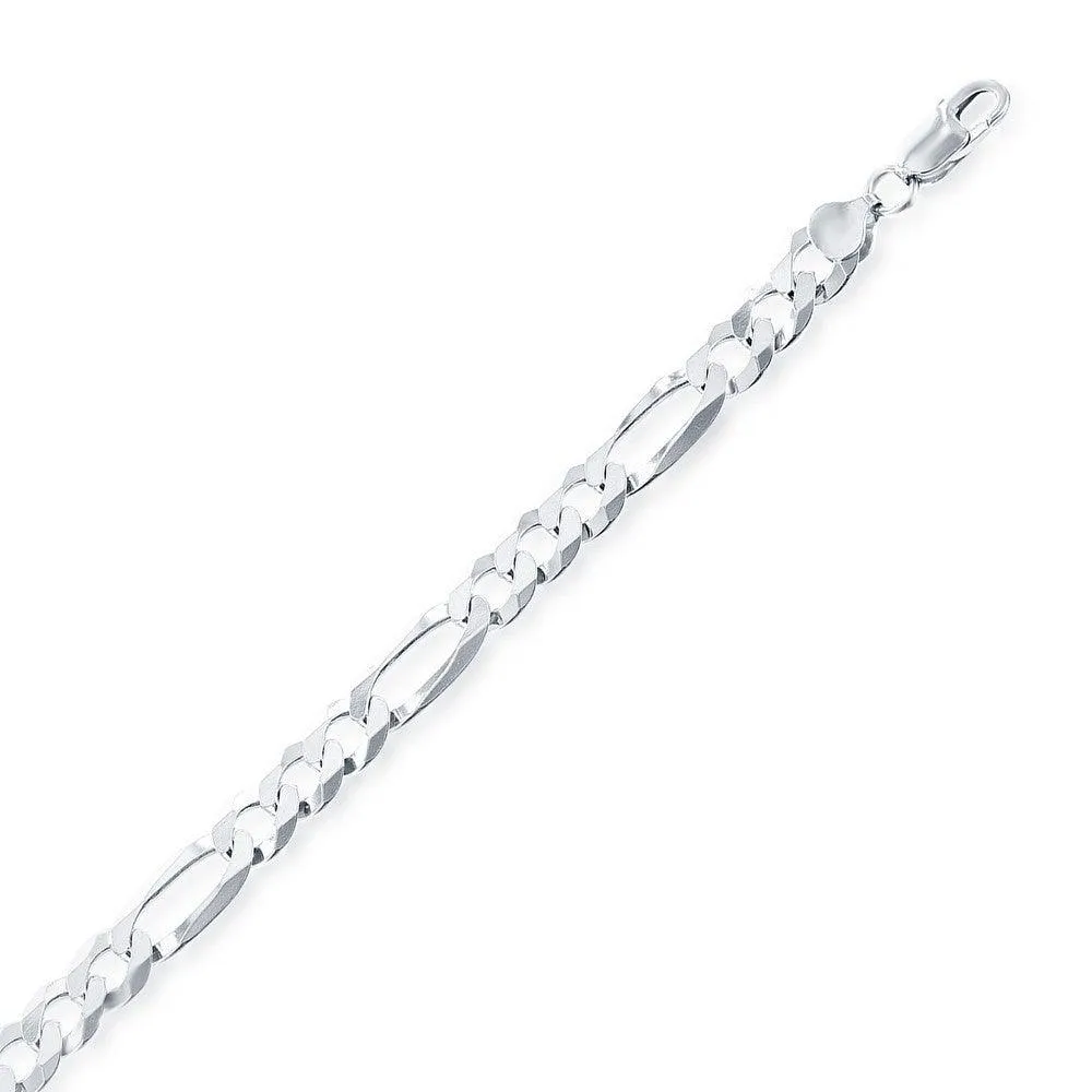 Classic Jewelry Sterling Silver Rhodium Plated 5.8mm Figaro Chain, 20"