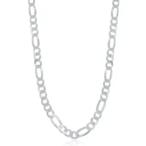 Classic Jewelry Sterling Silver Rhodium Plated 5.8mm Figaro Chain, 20"