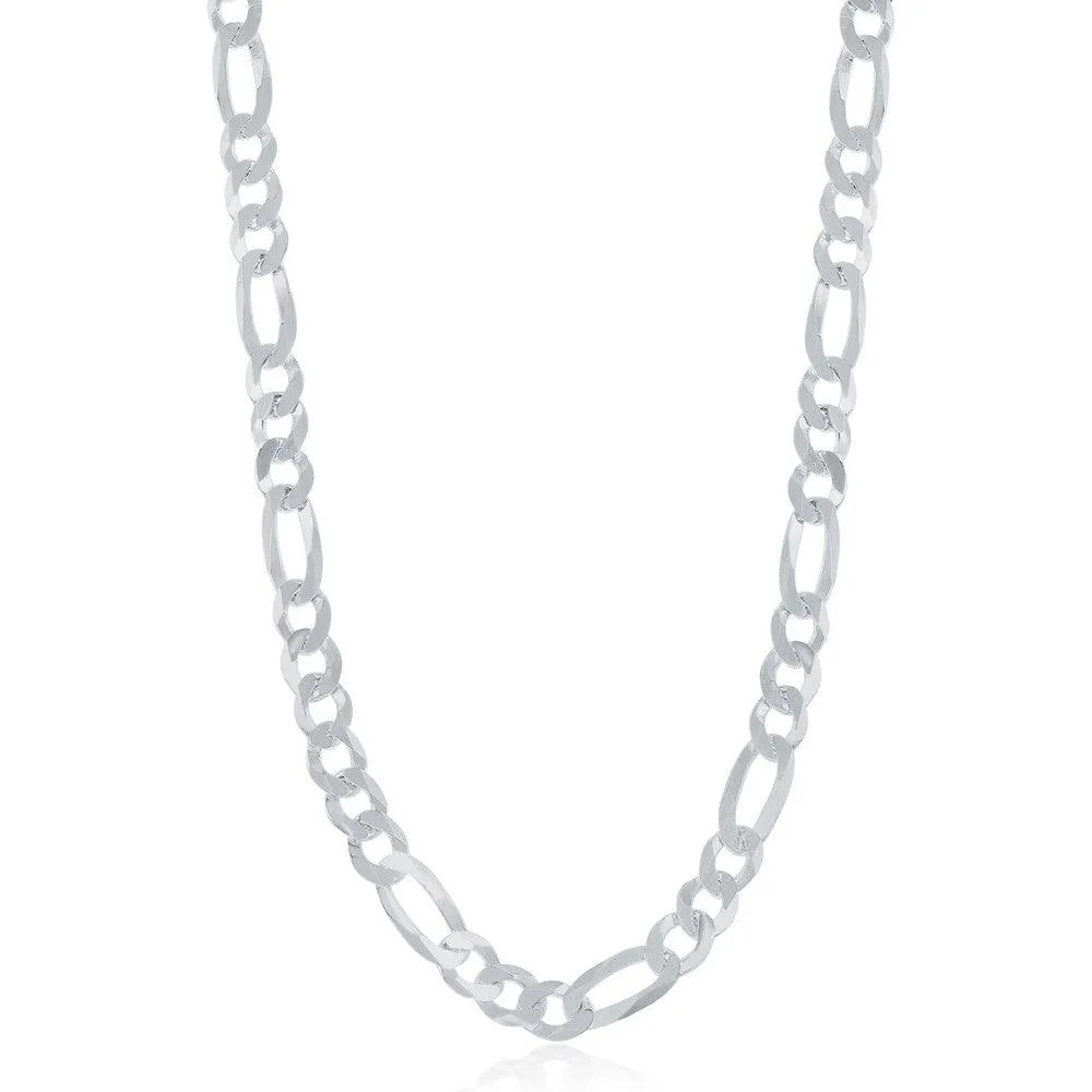 Classic Jewelry Sterling Silver Rhodium Plated 5.8mm Figaro Chain, 20"