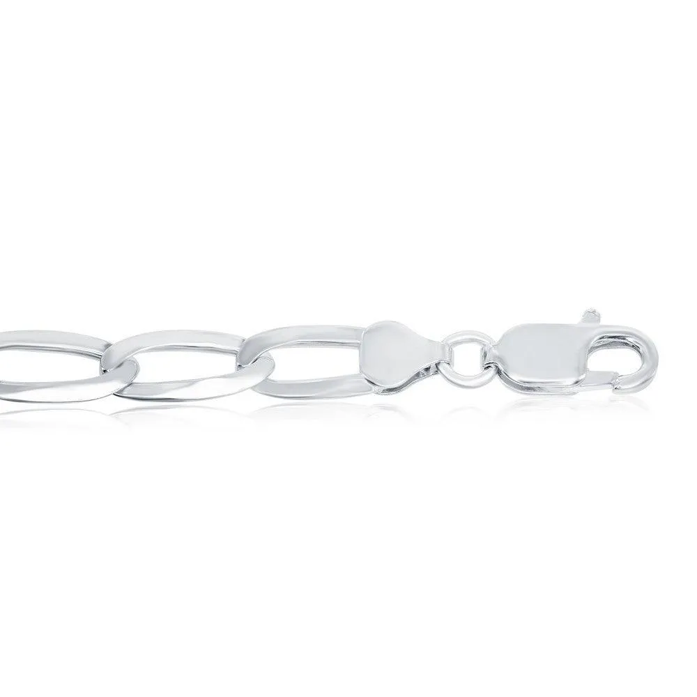 Classic Jewelry Sterling Silver Rhodium Plated 7.1mm Flat Cheval Chain, 20"