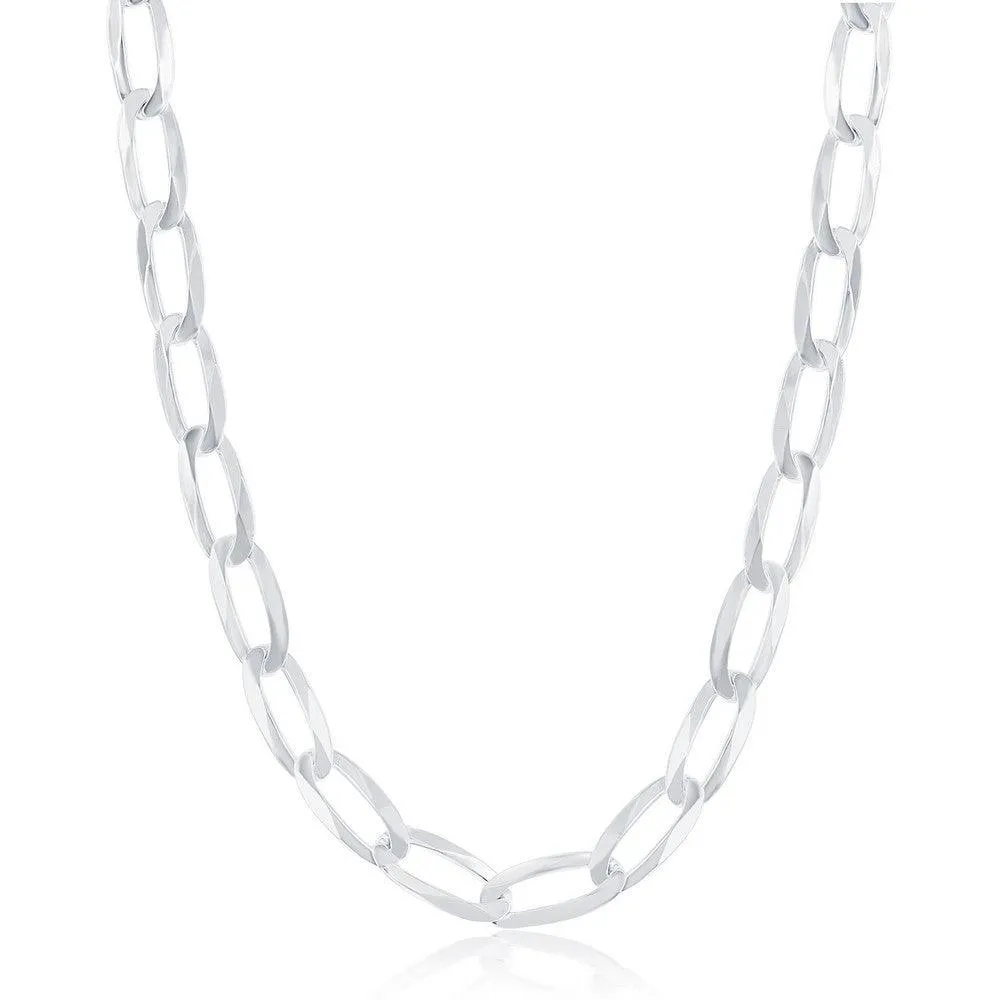 Classic Jewelry Sterling Silver Rhodium Plated 7.1mm Flat Cheval Chain, 20"