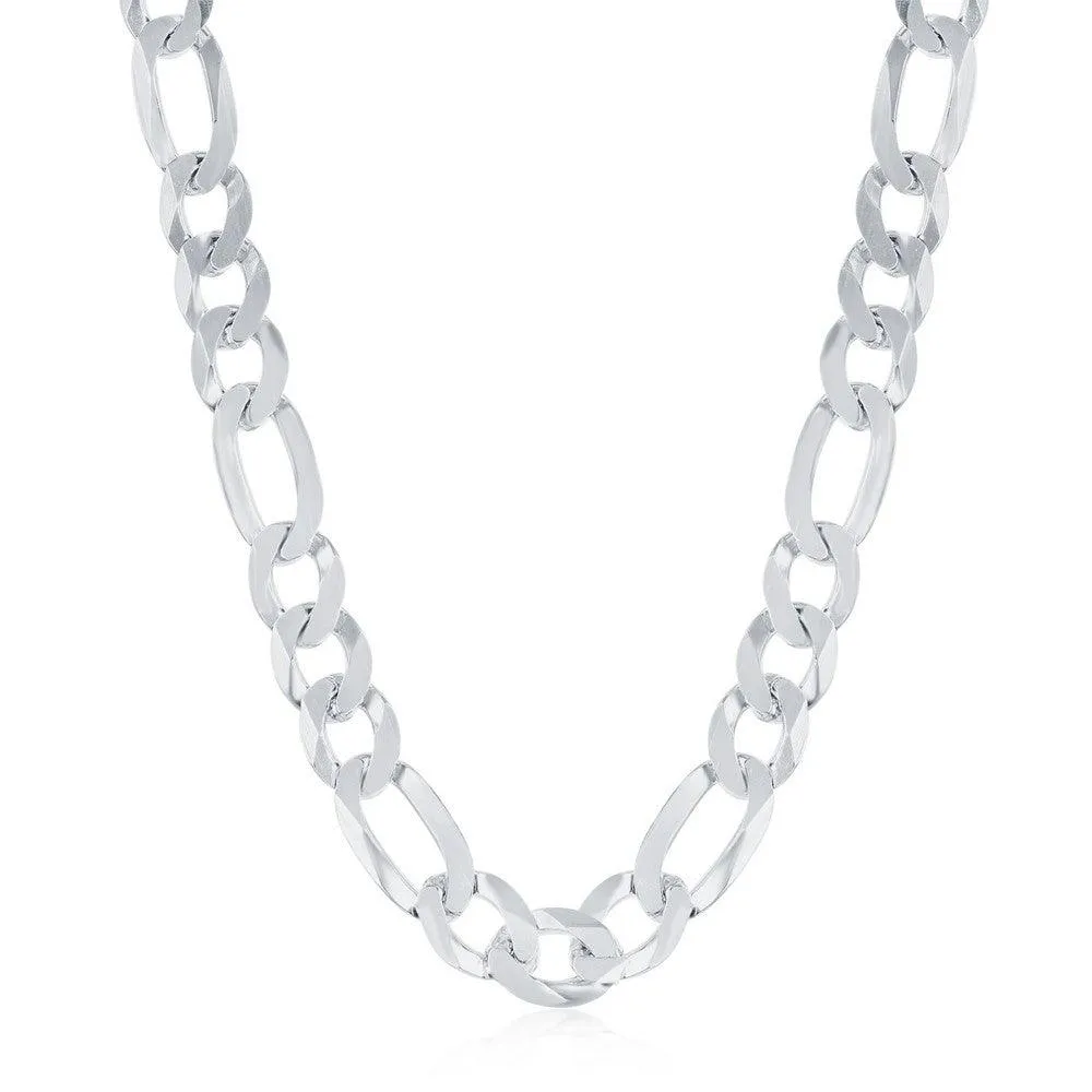 Classic Jewelry Sterling Silver Rhodium Plated 7.5mm Figaro Chain, 20"