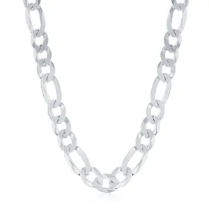 Classic Jewelry Sterling Silver Rhodium Plated 7.5mm Figaro Chain, 20"