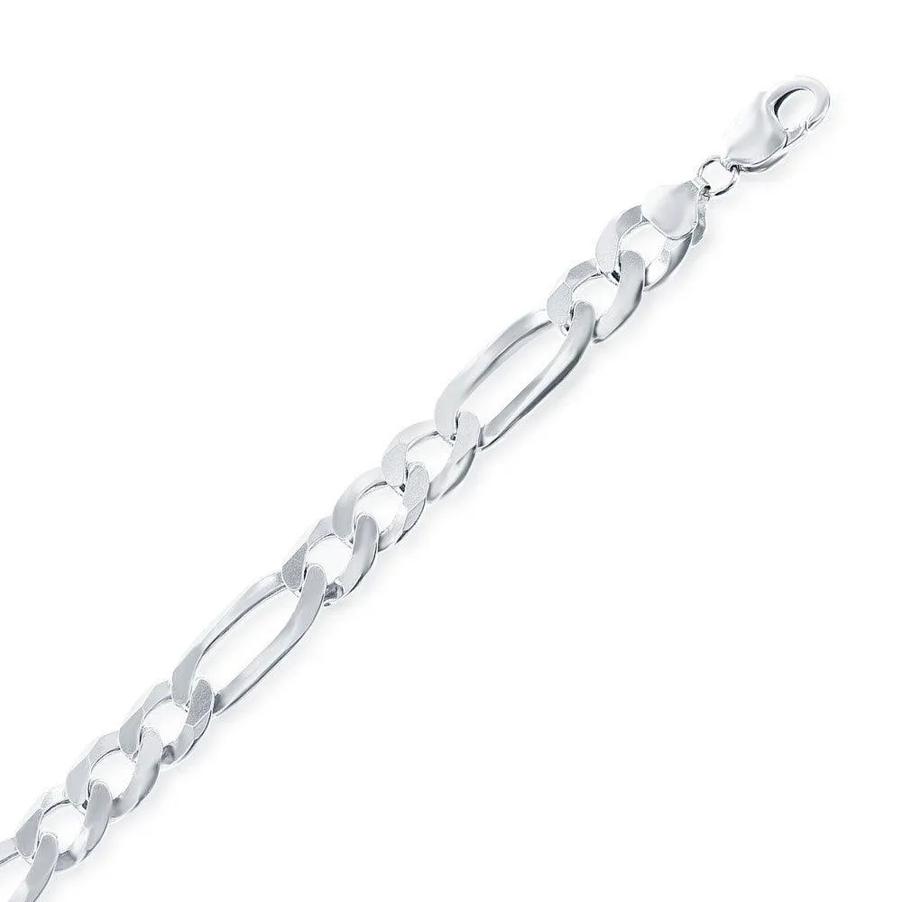 Classic Jewelry Sterling Silver Rhodium Plated 8.6mm Figaro Chain, 22"