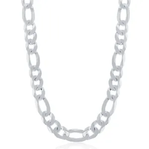 Classic Jewelry Sterling Silver Rhodium Plated 8.6mm Figaro Chain, 22"