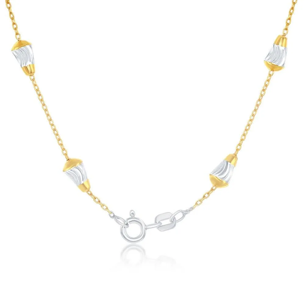 Classic Jewelry Sterling Silver Rhodium Plated Diamond-Cut Bullet Beads Chain