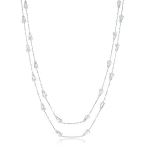 Classic Jewelry Sterling Silver Rhodium Plated Diamond-Cut Bullet Beads Chain