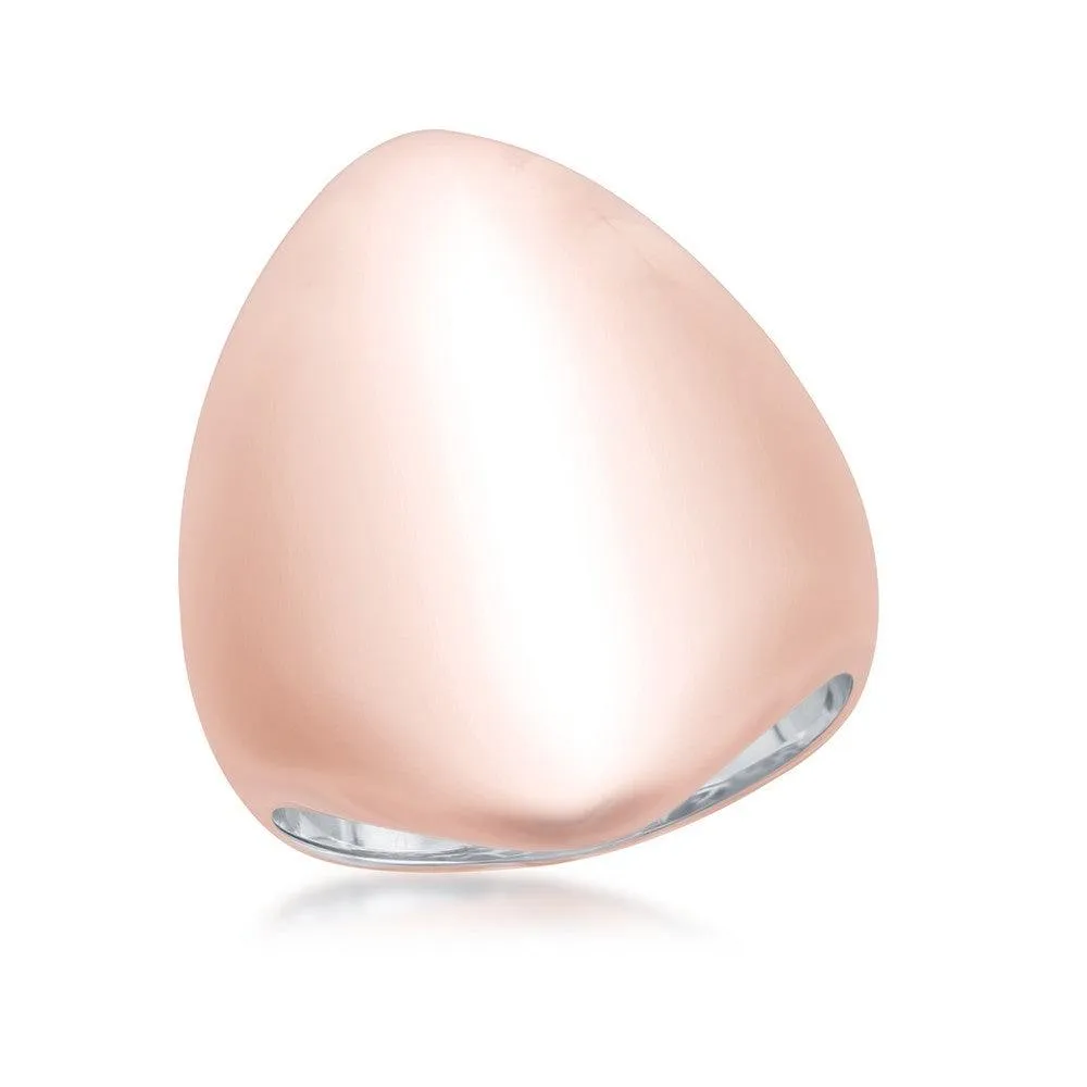 Classic Jewelry Sterling Silver Rose Gold Plated Large Oval Ring, Size 9