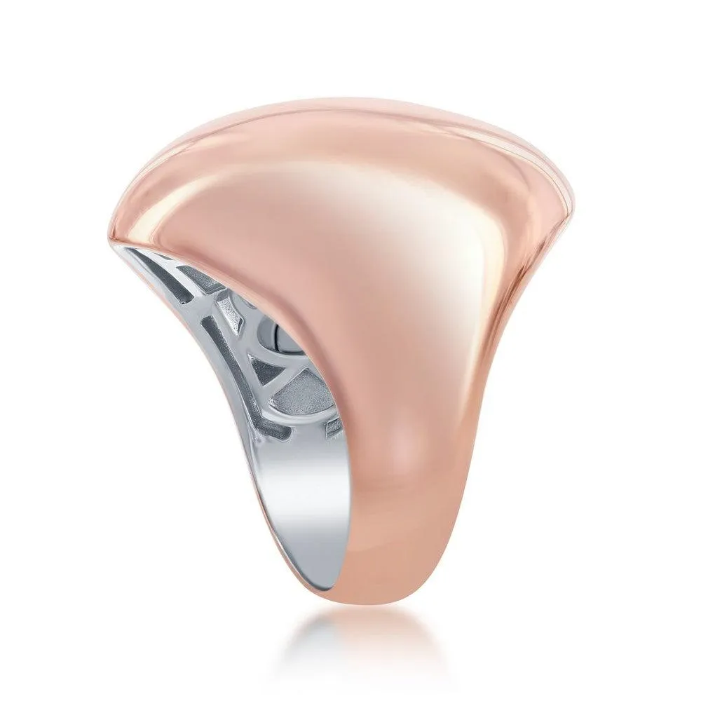 Classic Jewelry Sterling Silver Rose Gold Plated Large Oval Ring, Size 9