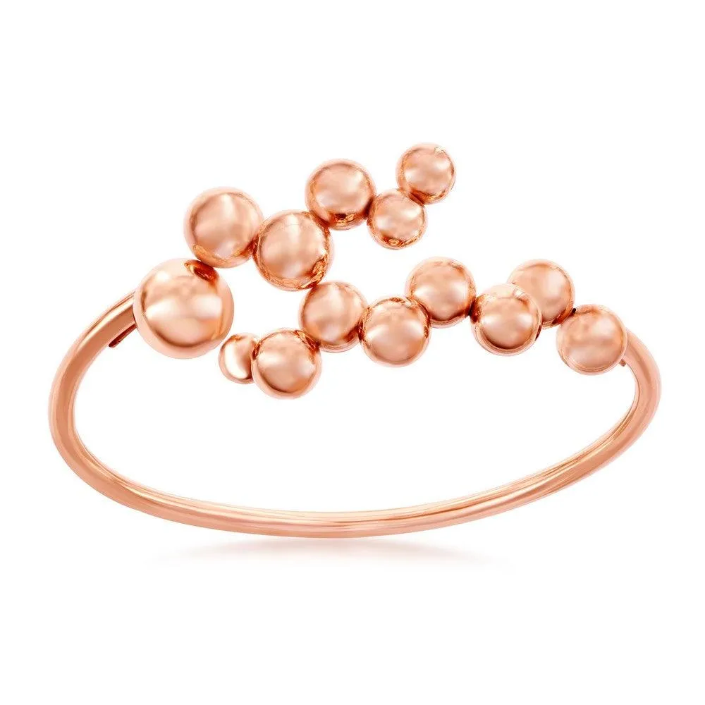 Classic Jewelry Sterling Silver Rose Gold Plated Multi Bead Bangle