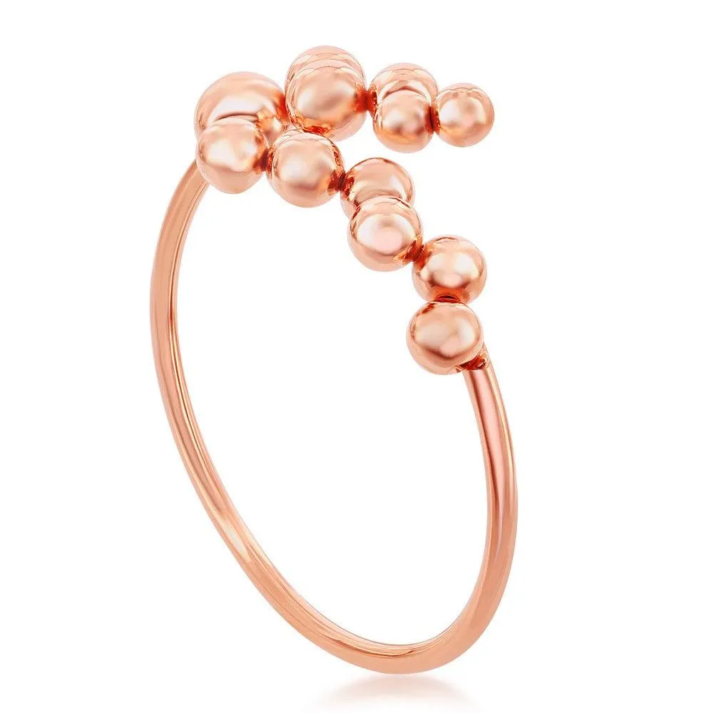 Classic Jewelry Sterling Silver Rose Gold Plated Multi Bead Bangle