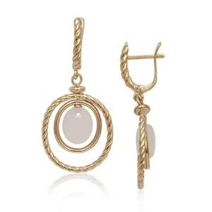 Classic Jewelry Sterling Silver Rose GP Double Oval Rose Quartz Earrings