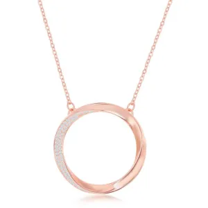 Classic Jewelry Sterling Silver Rose GP Half Twisted Open Circle Necklace