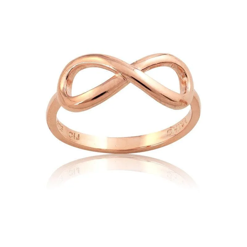 Classic Jewelry Sterling Silver Rose GP Infinity Ring, Size 5