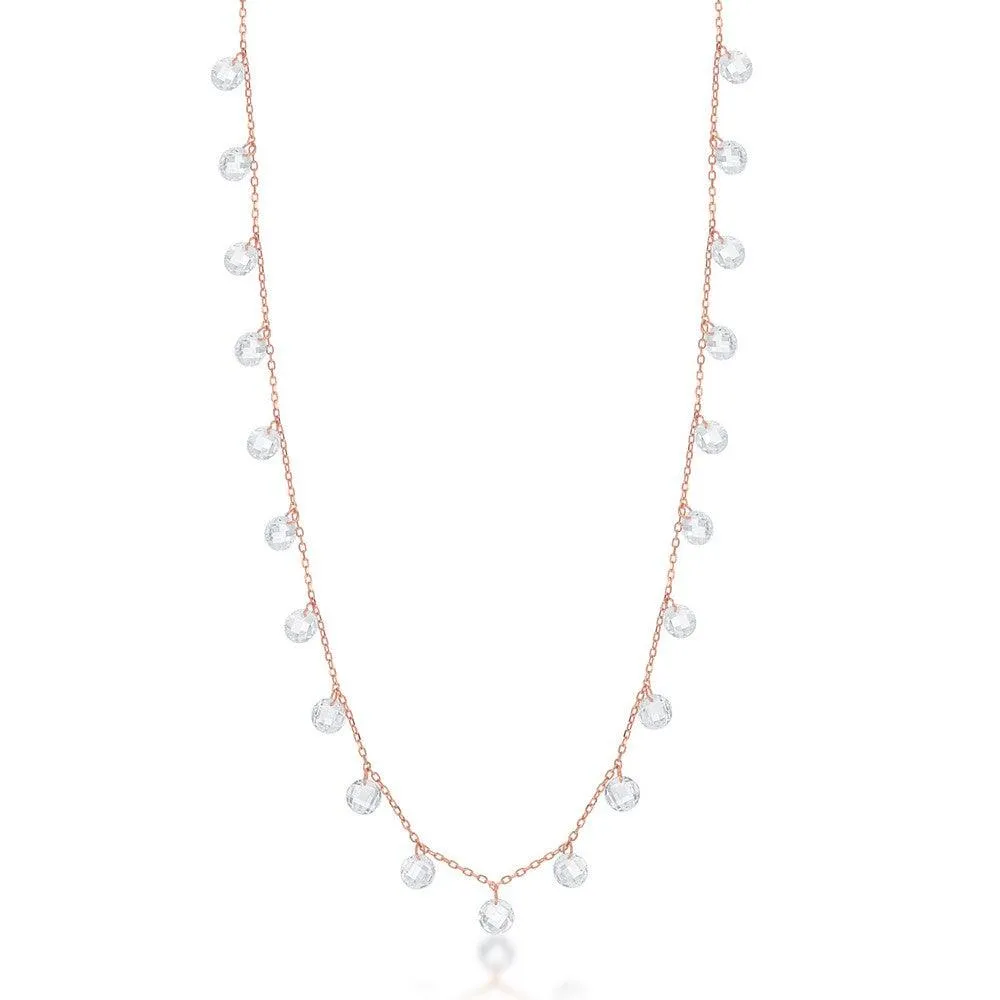 Classic Jewelry Sterling Silver Rose GP Linked Cubic Zirconia Necklace