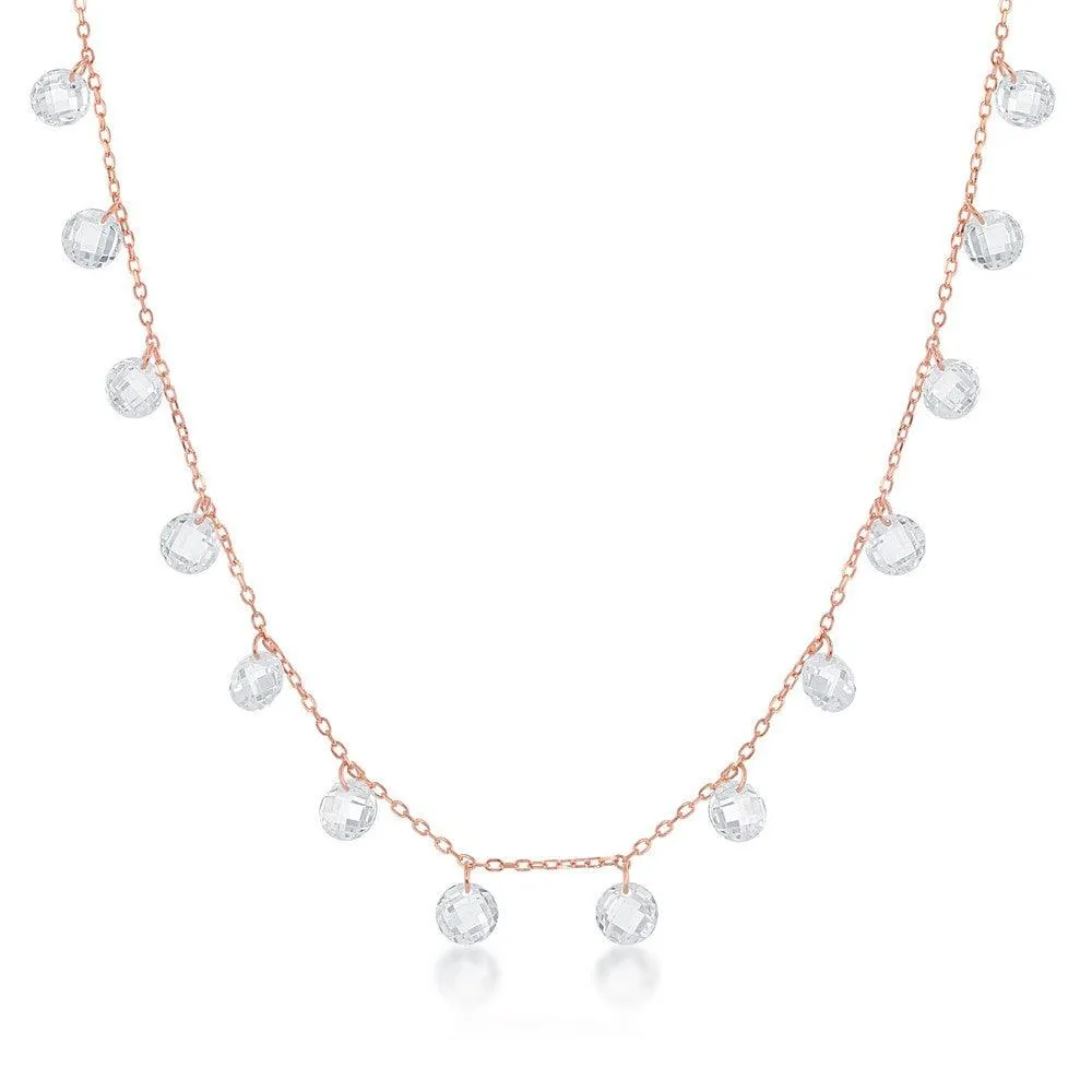 Classic Jewelry Sterling Silver Rose GP Linked Cubic Zirconia Necklace