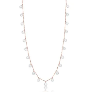 Classic Jewelry Sterling Silver Rose GP Linked Cubic Zirconia Necklace