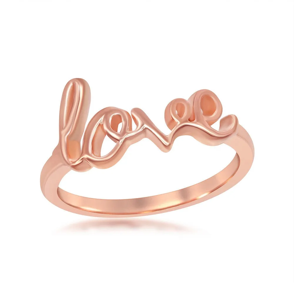 Classic Jewelry Sterling Silver Rose GP LOVE Ring - W-9830