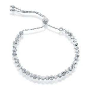Classic Jewelry Sterling Silver Round Diamond Cut Moon Adjustable Bolo Bracelet